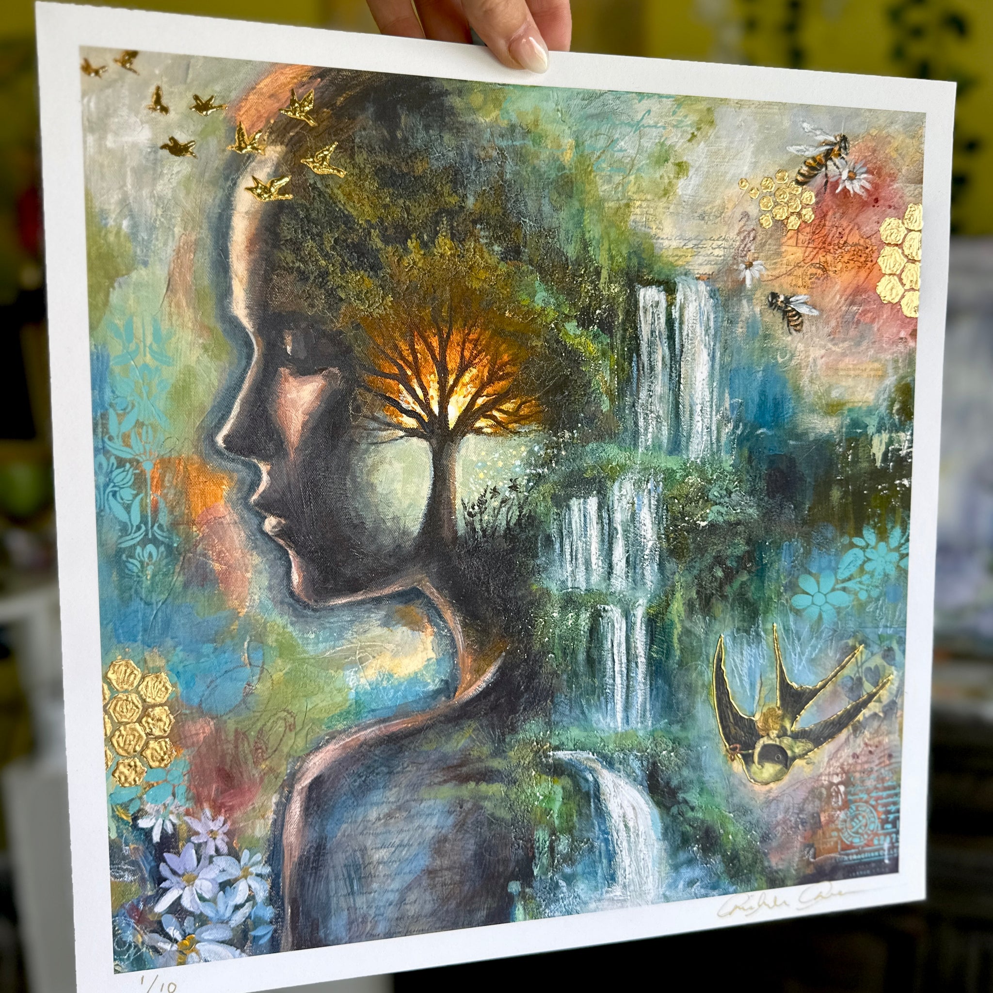 "After The Rain" Limited Edition 24k Gold Hand Embellished Print 12x12