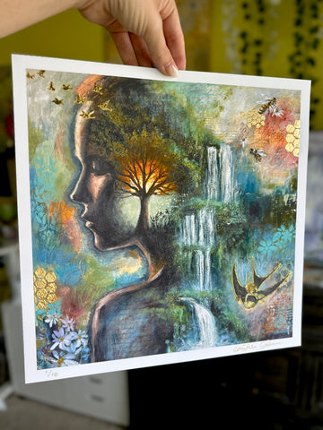 "After The Rain" Limited Edition 24k Gold Hand Embellished Print 12x12