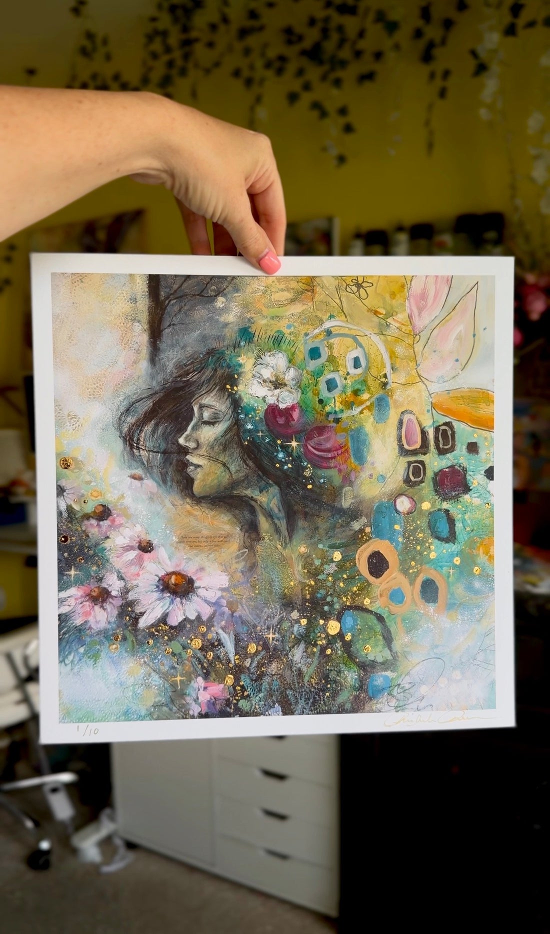 "Divinity's Garden" Limited Edition 24K Gold Hand Embellished Print 12x12