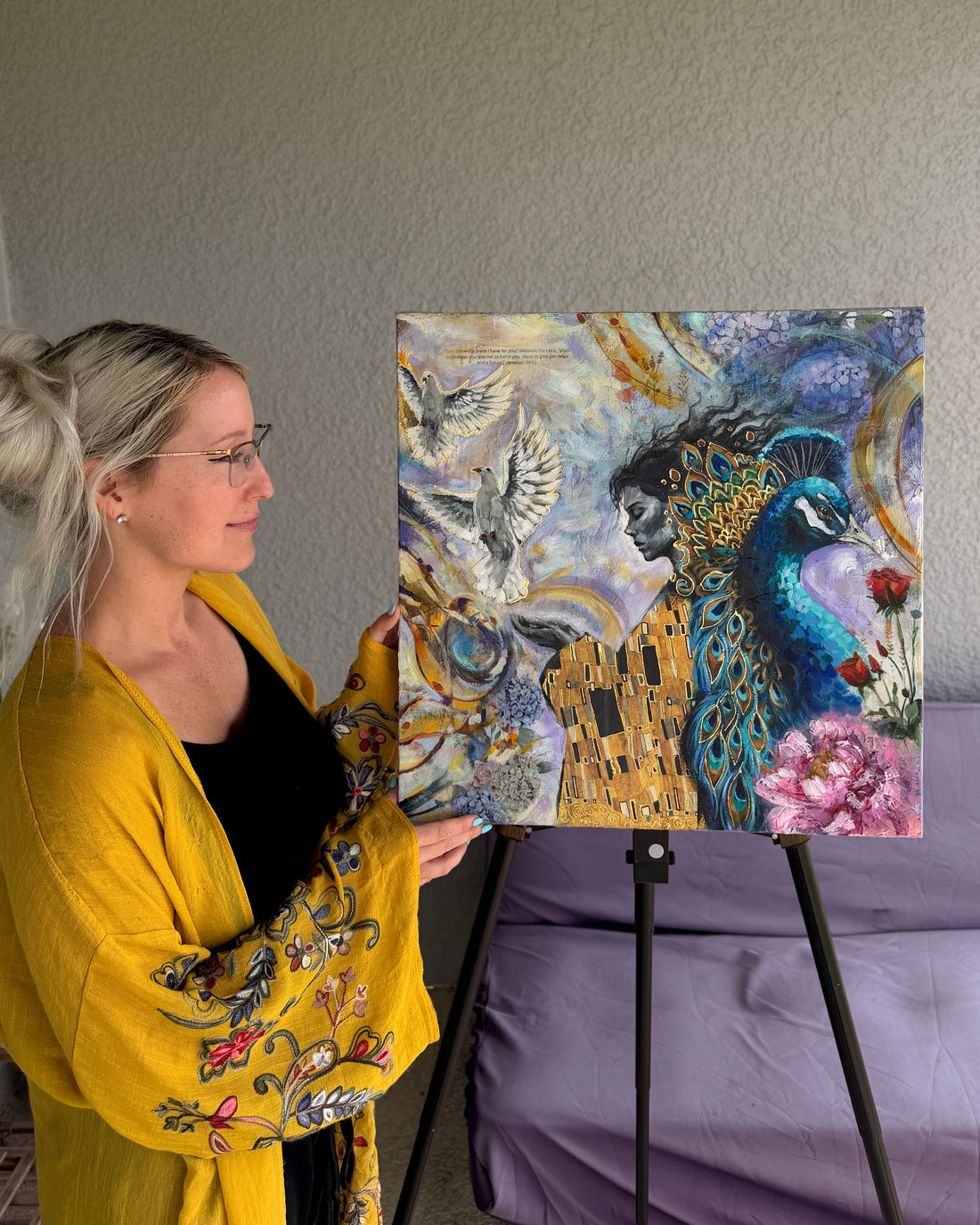 "Wings Of Grace" Original 20x20 Mixed Media Painting on Canvas