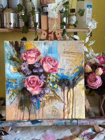 "Overcoming" Original Acrylic Mixed Media on 12x12 Canvas Signed
