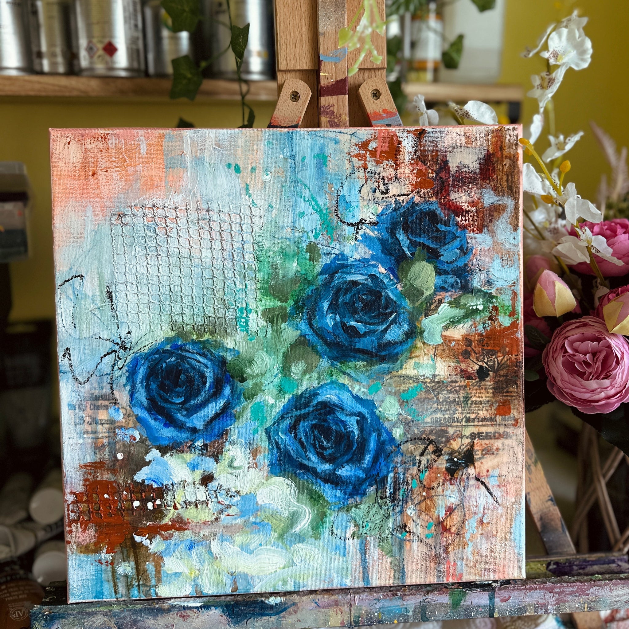 "Inimitable" Original Acrylic Mixed Media On 12x12 Canvas Signed