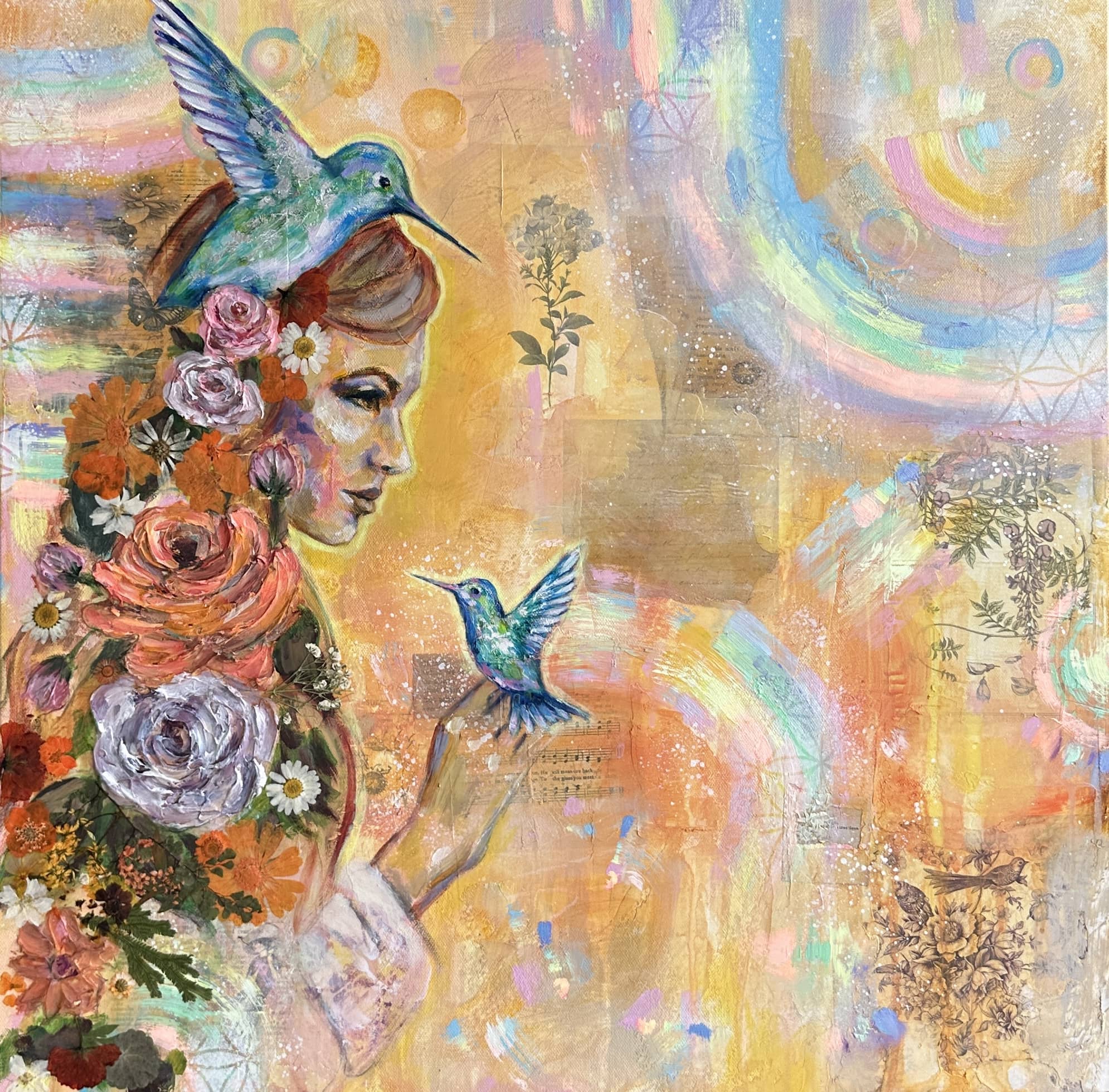 "Light Workers" Original 24x24 Mixed Media Painting On Canvas