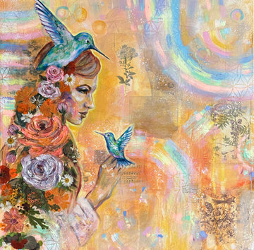 "Light Workers" Original 24x24 Mixed Media Painting On Canvas