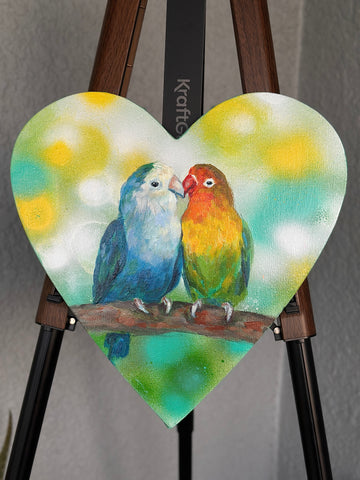 "Love In Flight" Original Acrylic Painting On 12x12 Heart Canvas