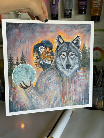 "Lunar Visions" Hand Embellished Limited Edition Print 12x12