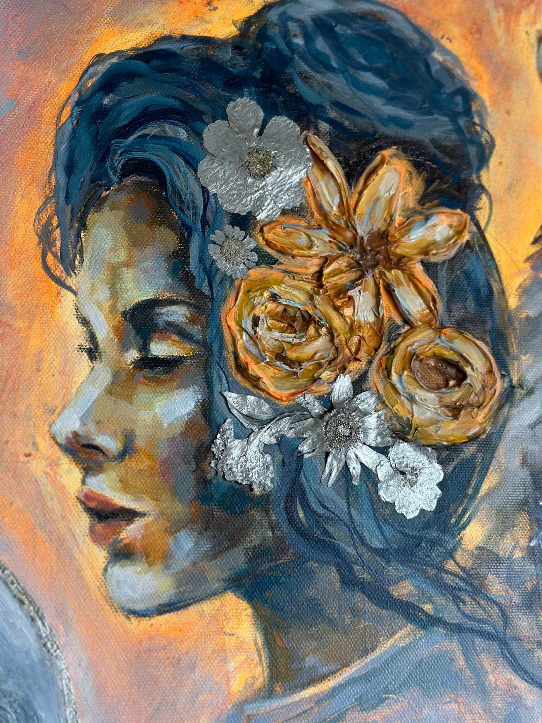 "Lunar Visions" Original Mixed Media Painting 30x30 Canvas