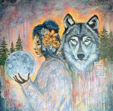 "Lunar Visions" Hand Embellished Signed Canvas Print
