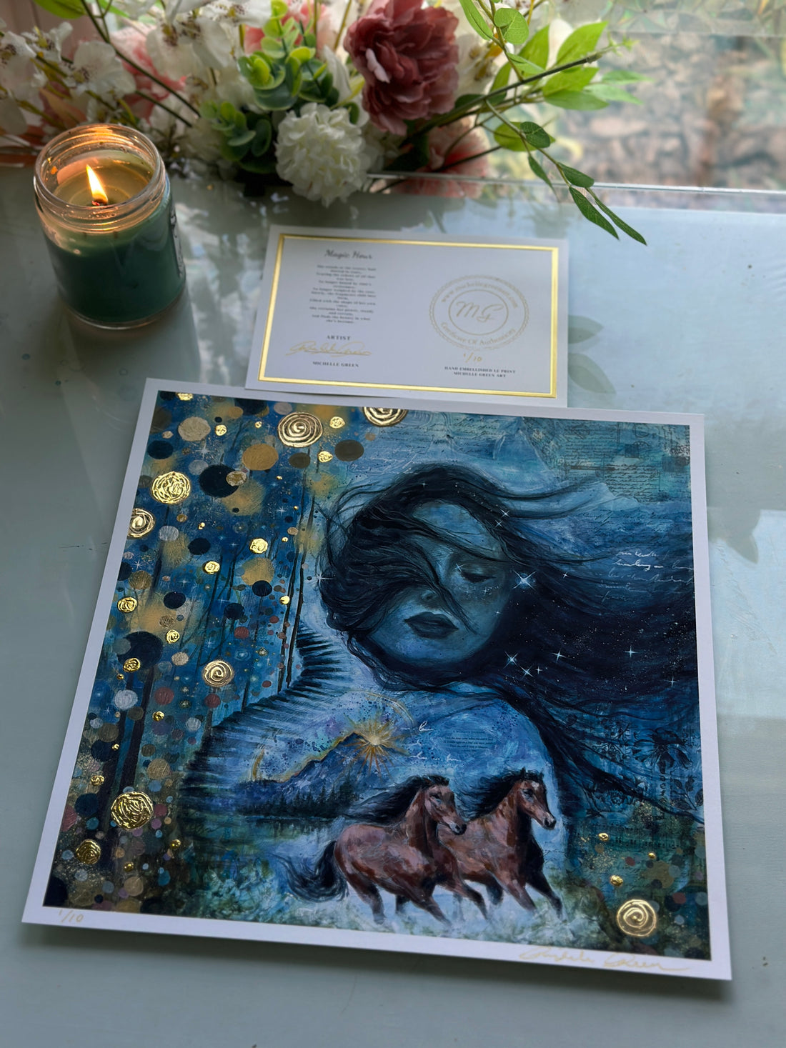 "Magic Hour" 24k Gold Hand Embellished LE 12x12 Signed Print