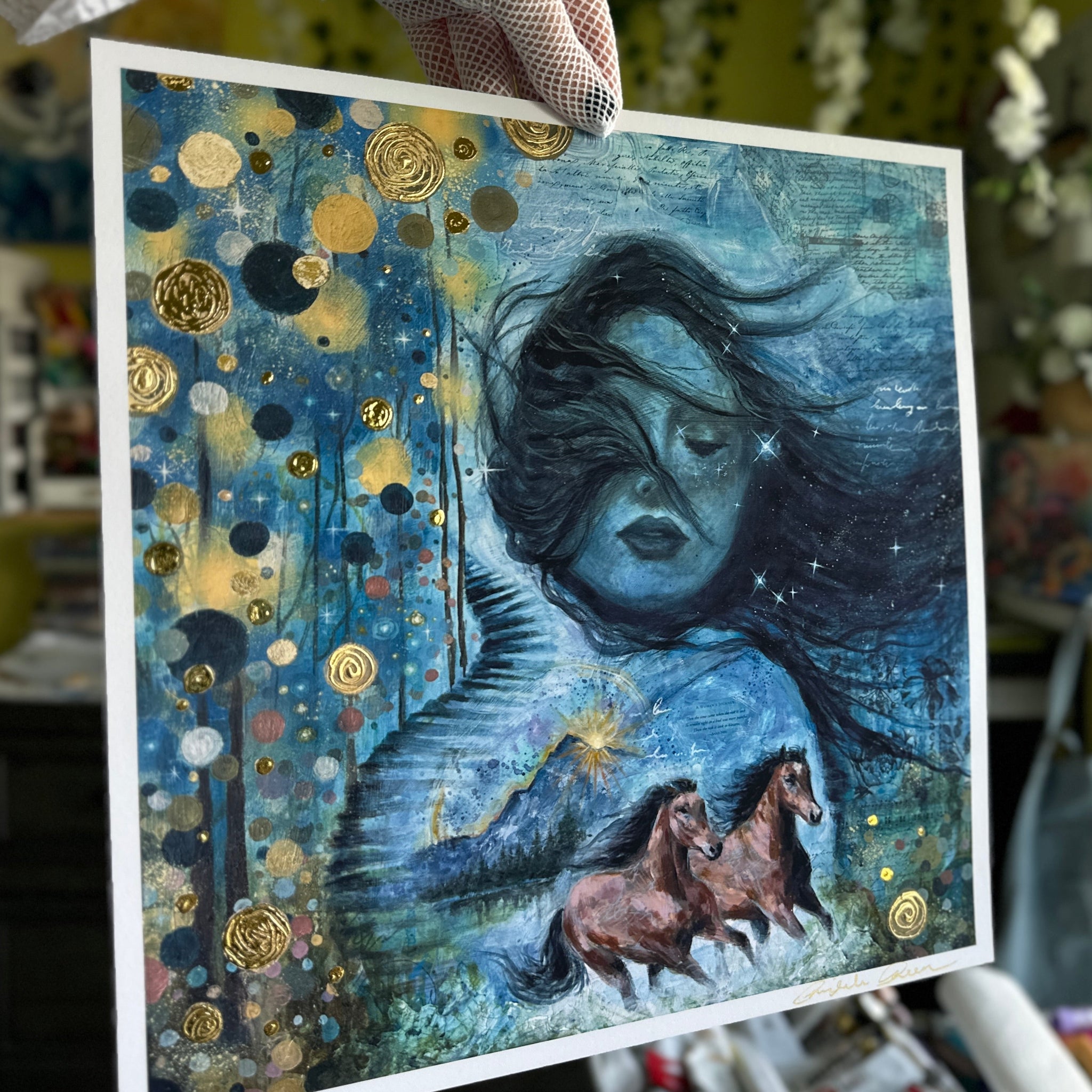 "Magic Hour" 24k Gold Hand Embellished LE 12x12 Signed Print