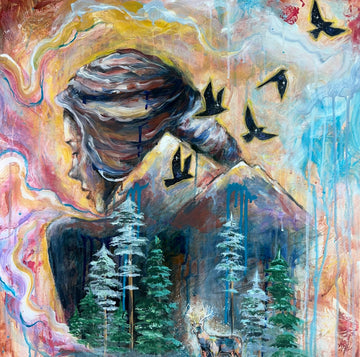 "Mountains We Climb" Hand Embellished Signed Giclee Canvas Print