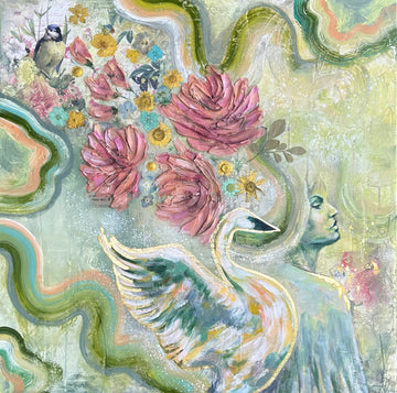 "Nature's Elegance" Original 24x24 Mixed Media Painting On Canvas