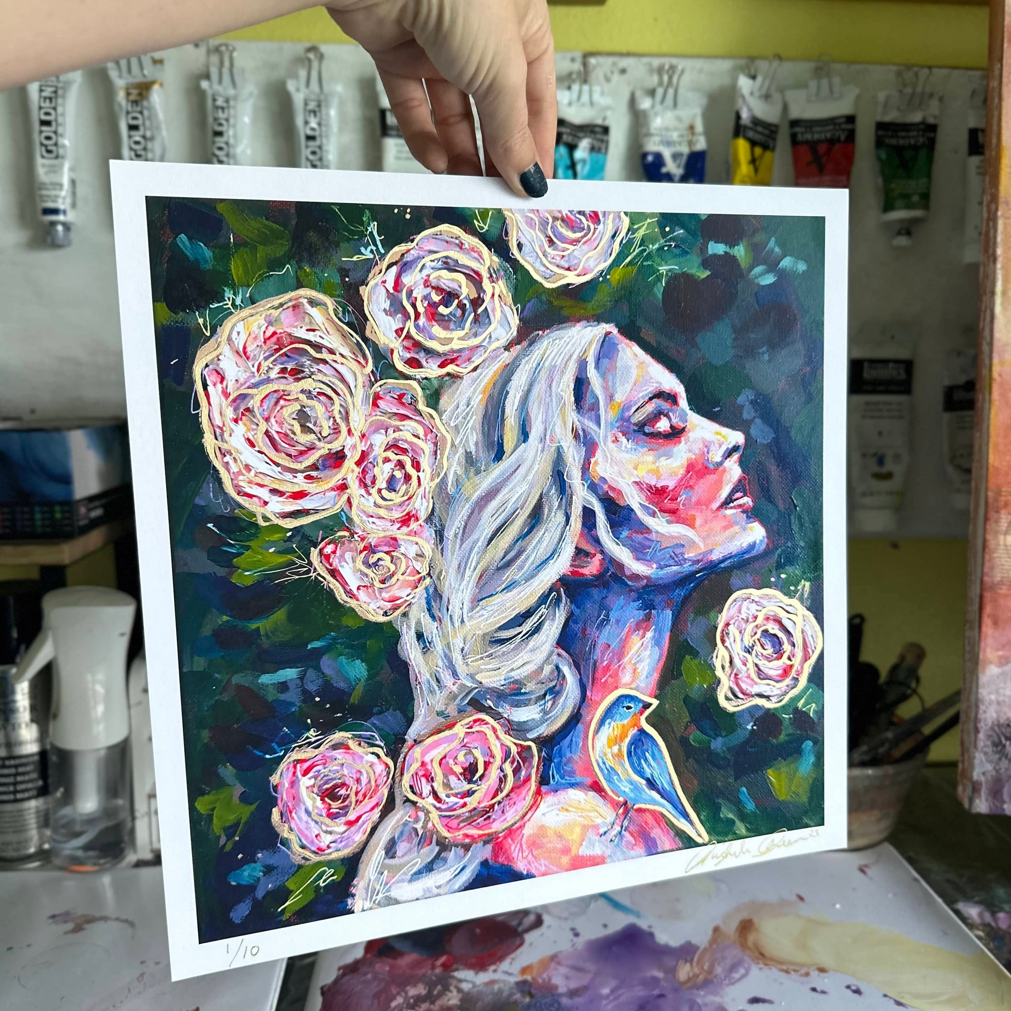 "Inertia" Hand Embellished Fine Art Print 12x12