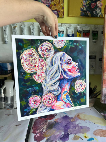 "Inertia" Hand Embellished Fine Art Print 12x12