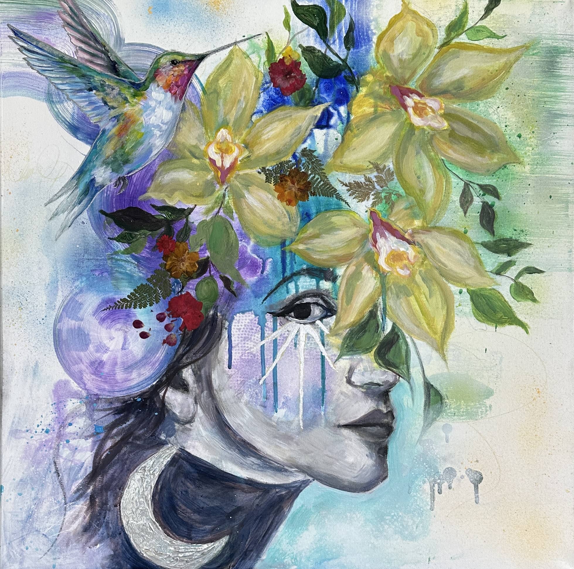 "Nature's Alchemy" Original 24x24 Mixed Media Painting On Canvas