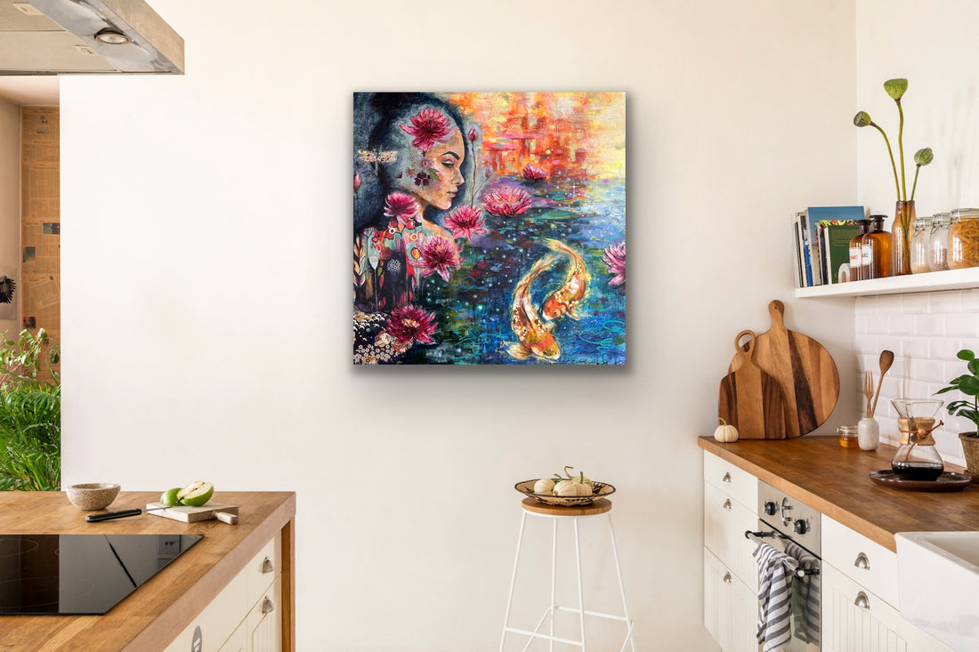 "Petal & Pulse" Original Mixed Media 24k Gold On 24x24 Canvas Signed