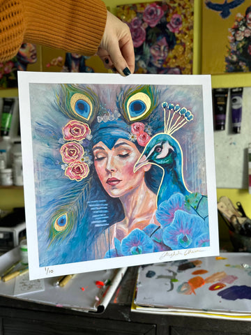 "Plumed Soul" Fine Art Print Hand Embellished