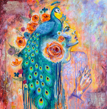 "Plumed Spirit" Hand Embellished Giclee Canvas Print Signed