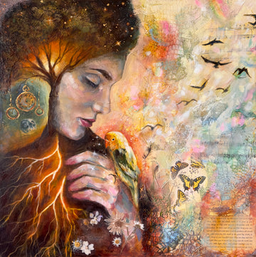"Roots & Wings" Hand Embellished Canvas Print