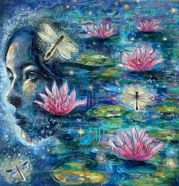 "Still Waters Run Deep" Original Oil Mixed Media on 24x24 Canvas