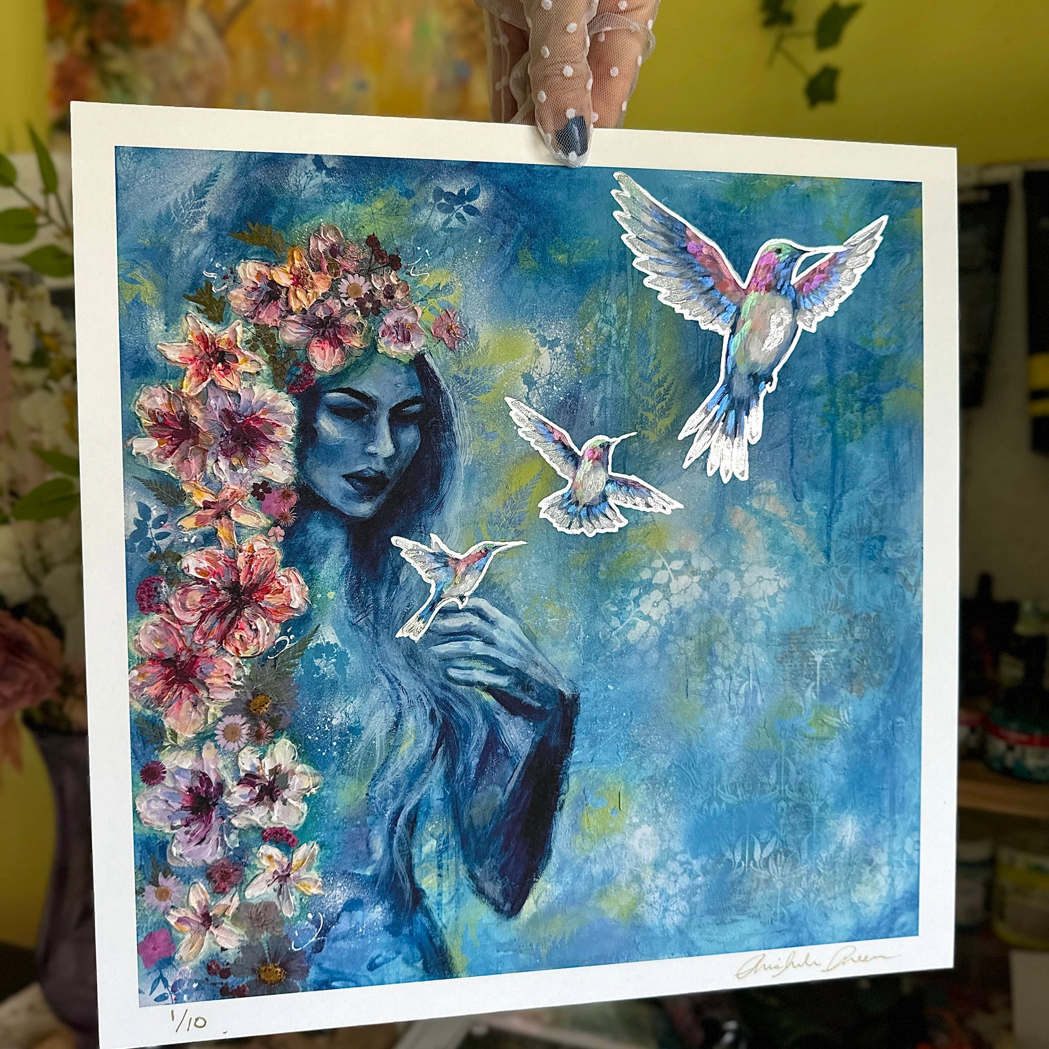 "Taking Flight" Hand Embellished Limited Edition Print 12x12
