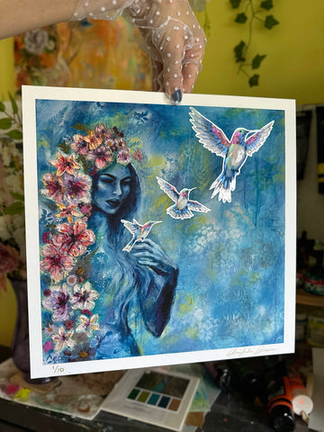 "Taking Flight" Hand Embellished Limited Edition Print 12x12