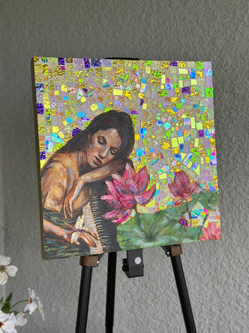 "The Dream State" Original Mosaic Mixed Media 16x16