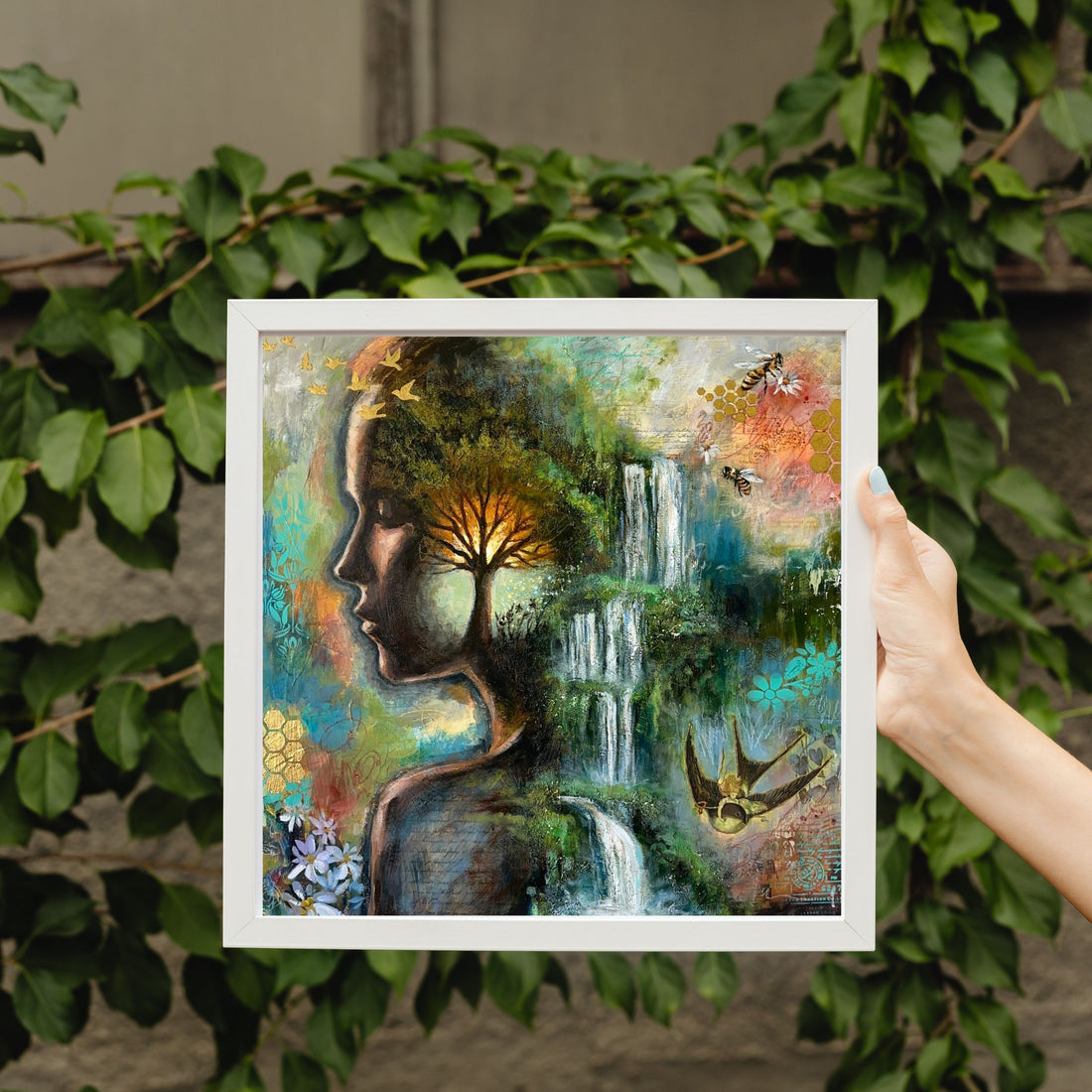 "After The Rain" Limited Edition 24k Gold Hand Embellished Print 12x12
