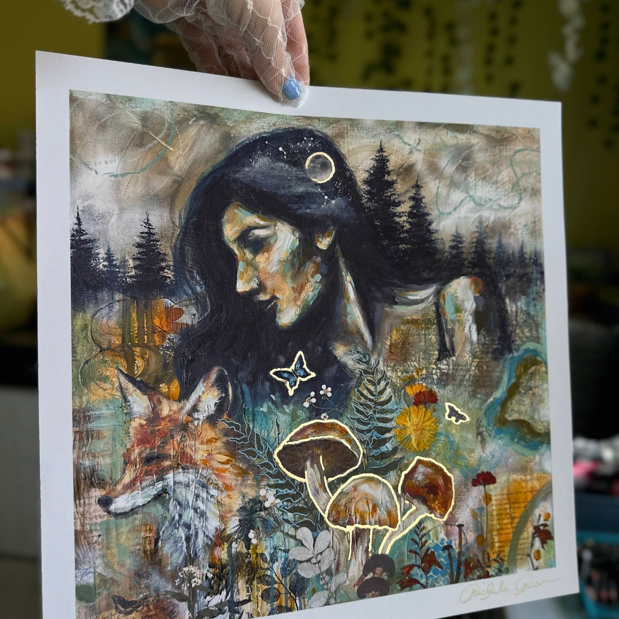 "Wild Serenity" LE Hand Embellished Art Print 12x12
