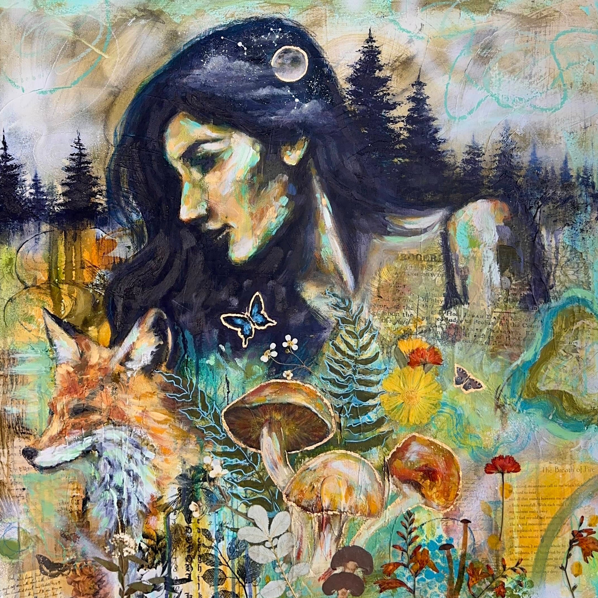 "Wild Serenity" Original Oil And Acrylic Mixed Media 24x24inch