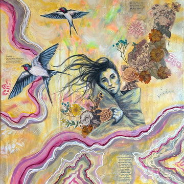 "Wonderment" Original 20x20 Mixed Media Painting on Canvas