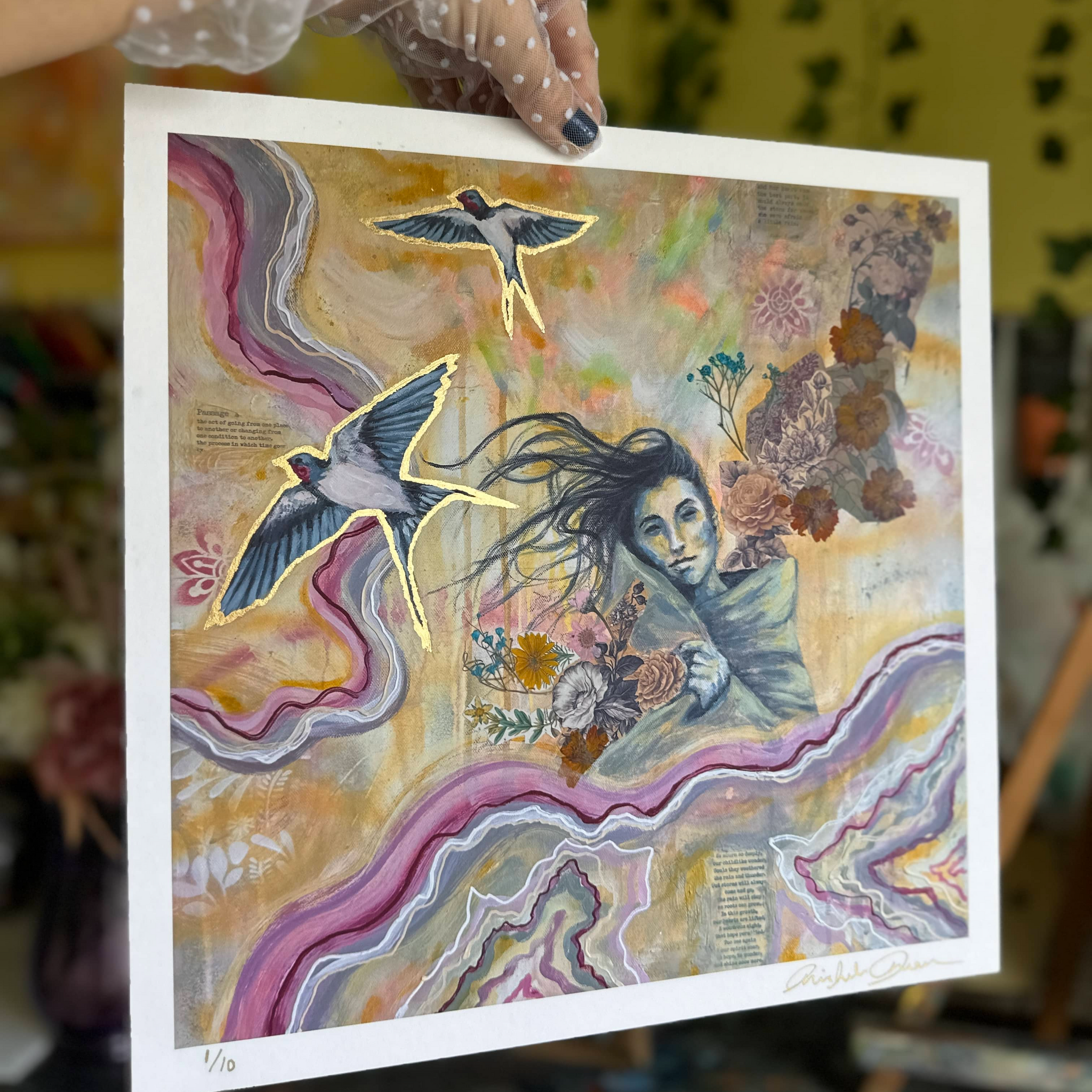 "Wonderment" Hand Embellished Art Print 12x12