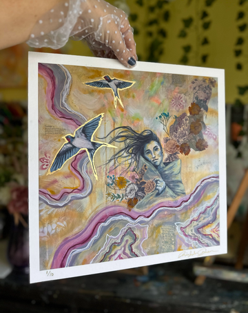"Wonderment" Hand Embellished Art Print 12x12