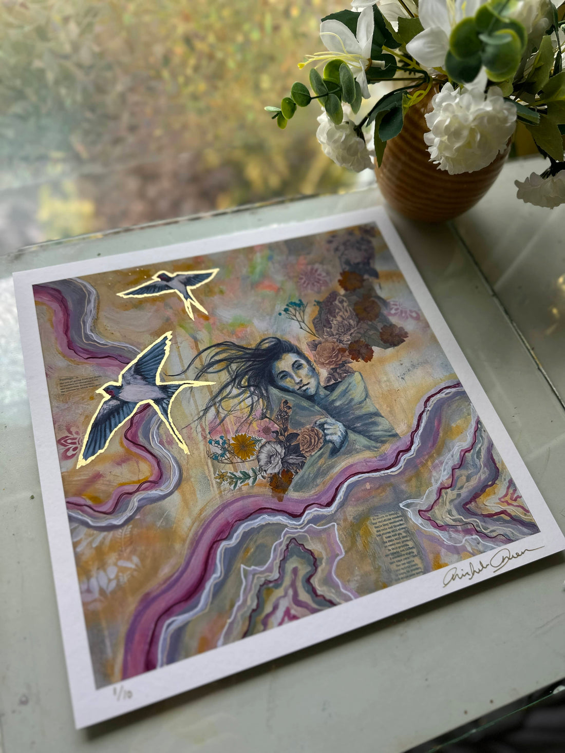 "Wonderment" Hand Embellished Art Print 12x12