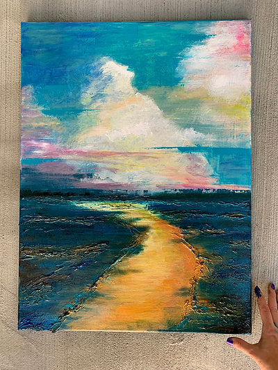 "The Golden Road" 18x24 Acrylic Stretched Canvas