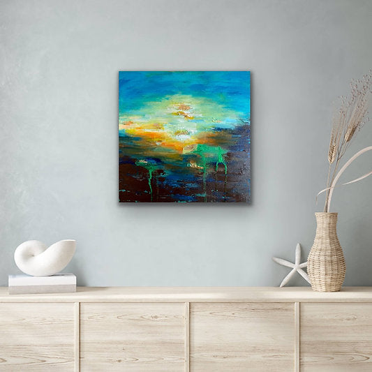 "Anemoia" Original 12x12 Acrylic Gold Leaf Painting On Canvas Panel