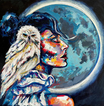 "Blue Moon" Original 12x12 Painting on Canvas
