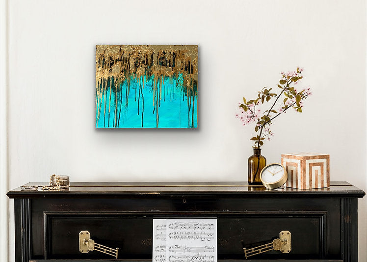 "Serendipity" 16x20 Acrylic and Gold Leaf Stretched Canvas