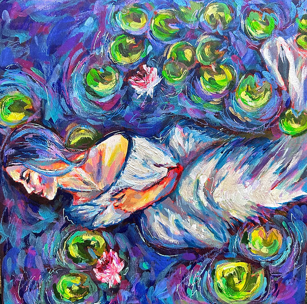 "Lotus Dreams” Original 12x12 Acrylic On Wood Canvas