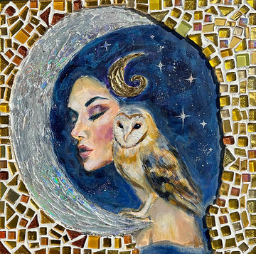 "Illumination" 12x12 Mosaic Mixed Media on Wood Canvas