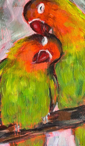 "Be Mine" Original Valentines Day Lovebird Painting 12x12 Heart Canvas