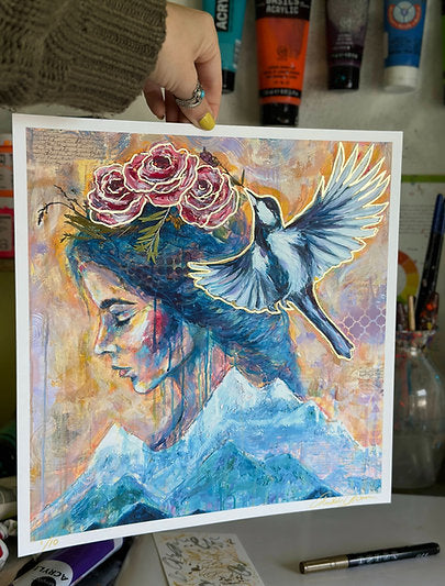 "Press On" Limited Edition Hand Embellished Print 12x12