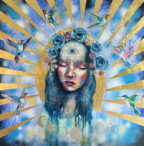 "Shanti" Original 24x24 Mixed Media Painting On Canvas
