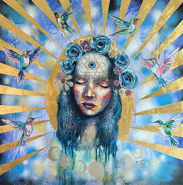 "Shanti" Original 24x24 Mixed Media Painting On Canvas