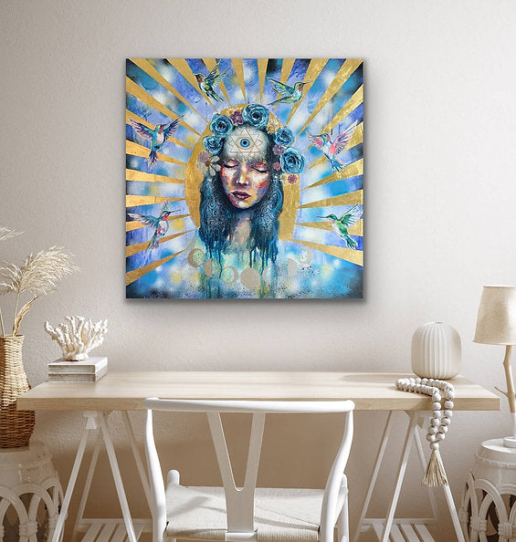 "Shanti" Original 24x24 Mixed Media Painting On Canvas