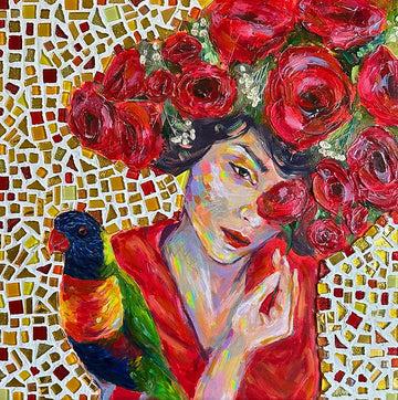 "Suerza" Original 16x16 Mosaic On Wood Canvas