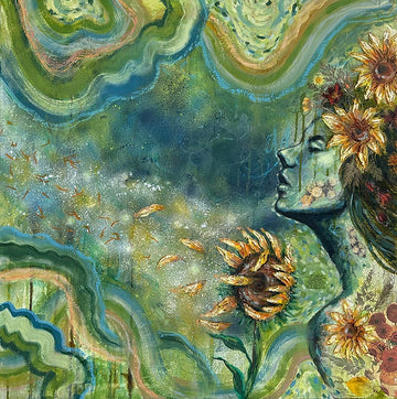 "Sunflower Dreams" Original Mixed Media Painting 30x30 On Canvas