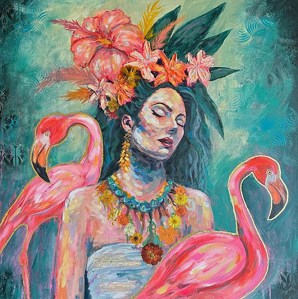 "Paradiso" Original 24x24 Mixed Media Painting