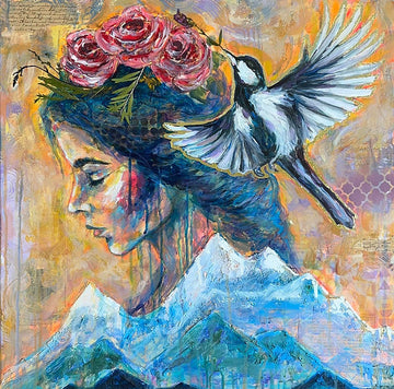 "Press On" Original Mixed Media Painting on 24x24 Canvas