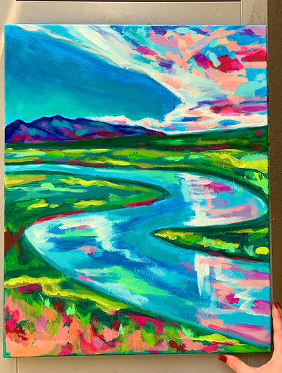 "River of Dreams" 20x16 Acrylic Stretched Canvas